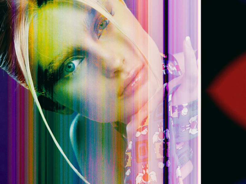 Portrait transformed with colourful digital effects